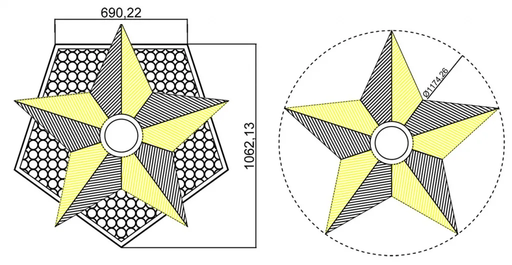 Чертеж вечного огня - схема звезды вечного огня в Кизеле 